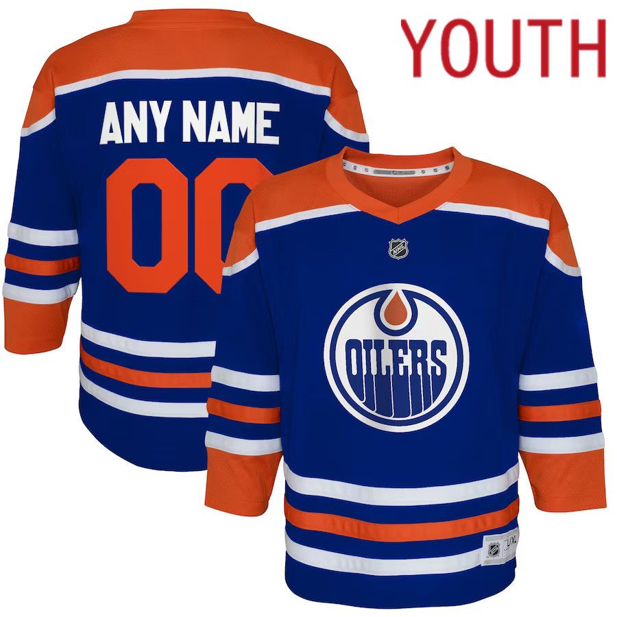 Youth Edmonton Oilers Royal Home Replica Custom NHL Jersey->edmonton oilers->NHL Jersey